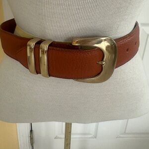 Vintage 90s Dooney & Bourke brown Leather Belt with brass Buckle 32”